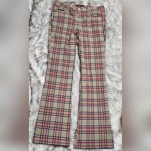 Woman's lei tan n red plaid pants